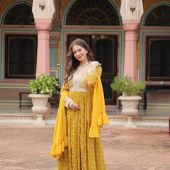 Faux Georgette Sequins Embroidered Palazzo Suit with Dupatta