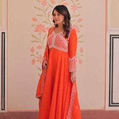 Star Georgette Sequins Beads Embroidered Umbrella Gown with Dupatta