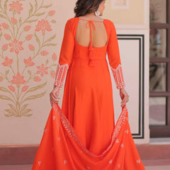 Star Georgette Sequins Beads Embroidered Umbrella Gown with Dupatta