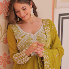 Star Georgette Sequins Beads Embroidered Umbrella Gown with Dupatta