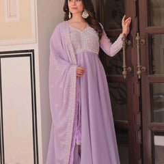 Star Georgette Sequins Beads Embroidered Umbrella Gown with Dupatta