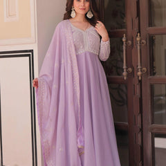 Star Georgette Sequins Beads Embroidered Umbrella Gown with Dupatta