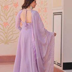Star Georgette Sequins Beads Embroidered Umbrella Gown with Dupatta