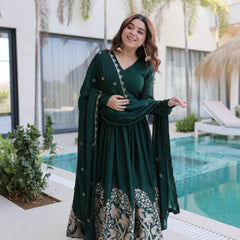 Rangoli Crush Sequins Embroidered Gown with Dupatta