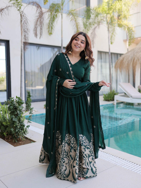 Rangoli Crush Sequins Embroidered Gown with Dupatta