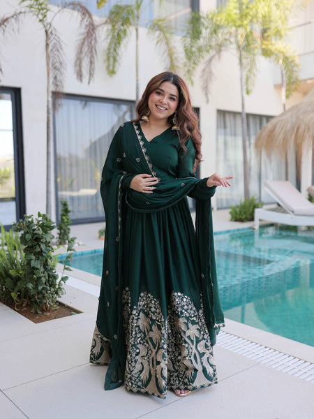 Rangoli Crush Sequins Embroidered Gown with Dupatta