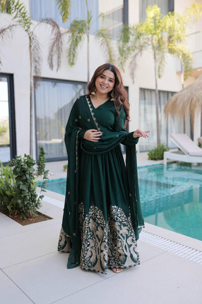 Rangoli Crush Sequins Embroidered Gown with Dupatta