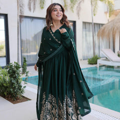 Rangoli Crush Sequins Embroidered Gown with Dupatta