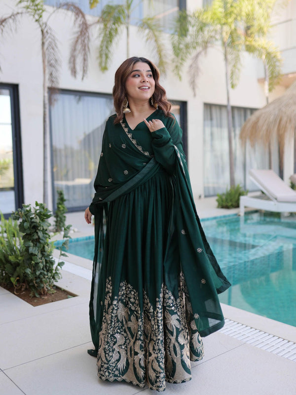 Rangoli Crush Sequins Embroidered Gown with Dupatta