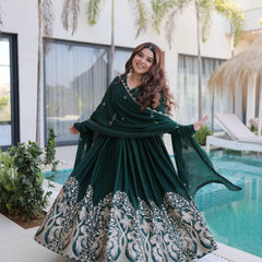 Rangoli Crush Sequins Embroidered Gown with Dupatta