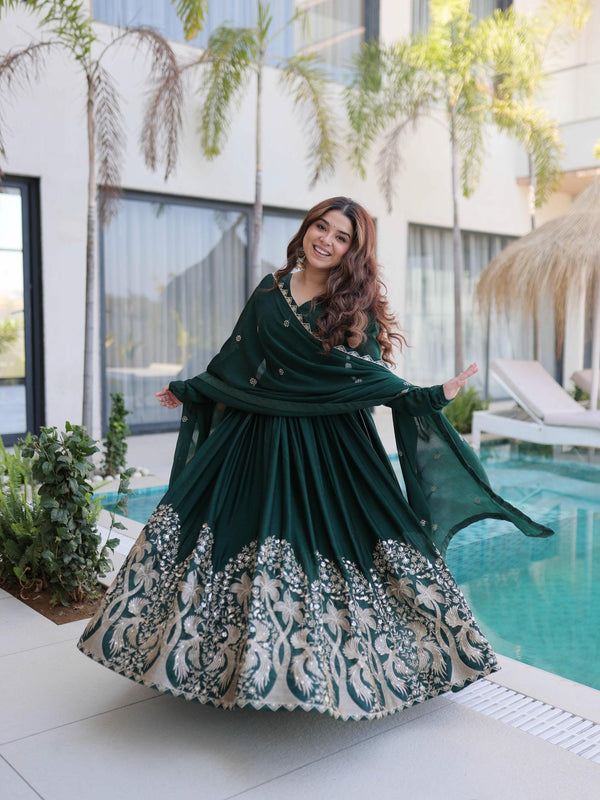 Rangoli Crush Sequins Embroidered Gown with Dupatta
