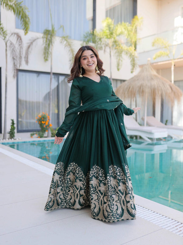 Rangoli Crush Sequins Embroidered Gown with Dupatta