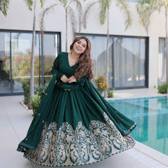 Rangoli Crush Sequins Embroidered Gown with Dupatta