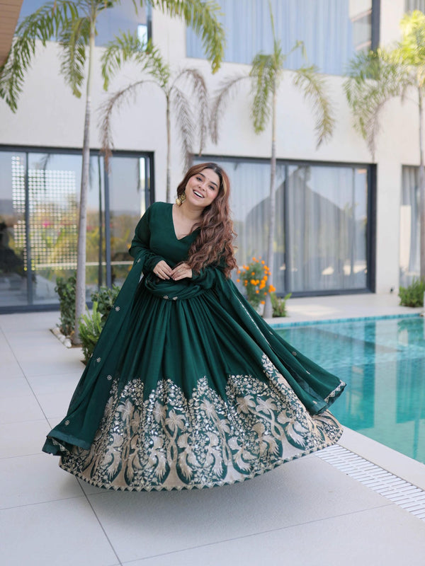 Rangoli Crush Sequins Embroidered Gown with Dupatta