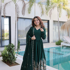 Rangoli Crush Sequins Embroidered Gown with Dupatta