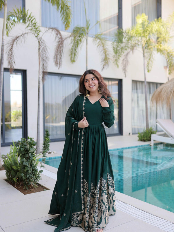 Rangoli Crush Sequins Embroidered Gown with Dupatta