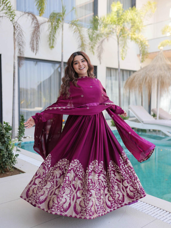 Rangoli Crush Sequins Embroidered Gown with Dupatta
