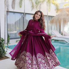 Rangoli Crush Sequins Embroidered Gown with Dupatta