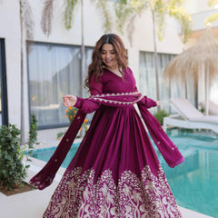 Rangoli Crush Sequins Embroidered Gown with Dupatta
