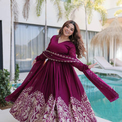 Rangoli Crush Sequins Embroidered Gown with Dupatta