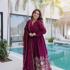 Rangoli Crush Sequins Embroidered Gown with Dupatta