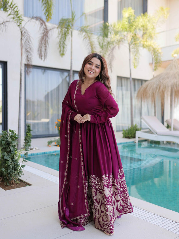 Rangoli Crush Sequins Embroidered Gown with Dupatta