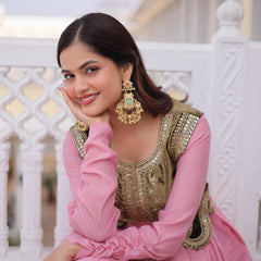 Mal Chanderi Gown with Ice Velvet Beads Embroidered Koti