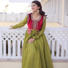 Mal Chanderi Gown with Ice Velvet Beads Embroidered Koti