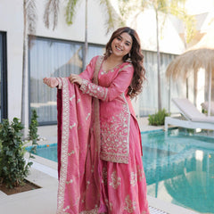Fendi Crush Zari Sequins Embroidered Palazzo Set with Dupatta
