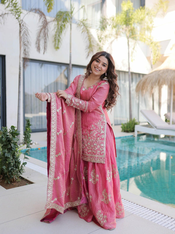 Fendi Crush Zari Sequins Embroidered Palazzo Set with Dupatta