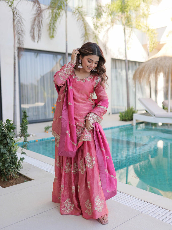 Fendi Crush Zari Sequins Embroidered Palazzo Set with Dupatta