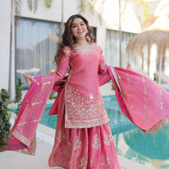 Fendi Crush Zari Sequins Embroidered Palazzo Set with Dupatta