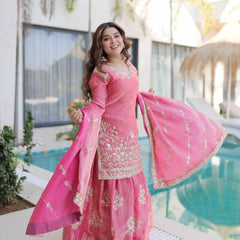 Fendi Crush Zari Sequins Embroidered Palazzo Set with Dupatta