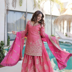 Fendi Crush Zari Sequins Embroidered Palazzo Set with Dupatta