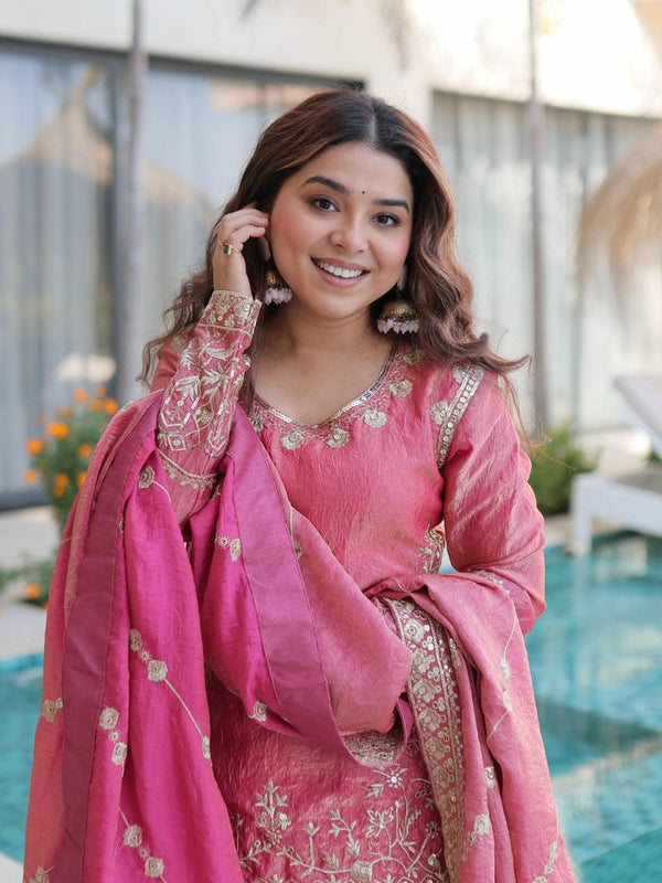 Fendi Crush Zari Sequins Embroidered Palazzo Set with Dupatta