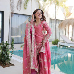 Fendi Crush Zari Sequins Embroidered Palazzo Set with Dupatta