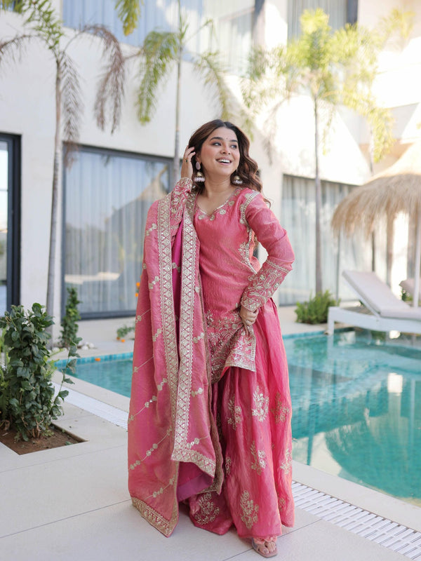 Fendi Crush Zari Sequins Embroidered Palazzo Set with Dupatta