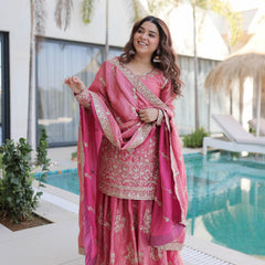 Fendi Crush Zari Sequins Embroidered Palazzo Set with Dupatta