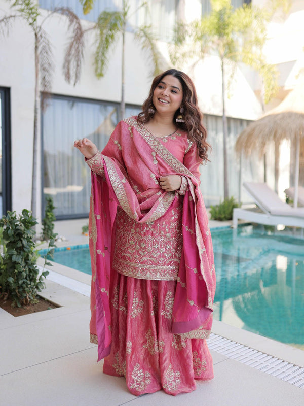 Fendi Crush Zari Sequins Embroidered Palazzo Set with Dupatta