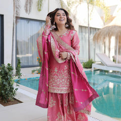 Fendi Crush Zari Sequins Embroidered Palazzo Set with Dupatta