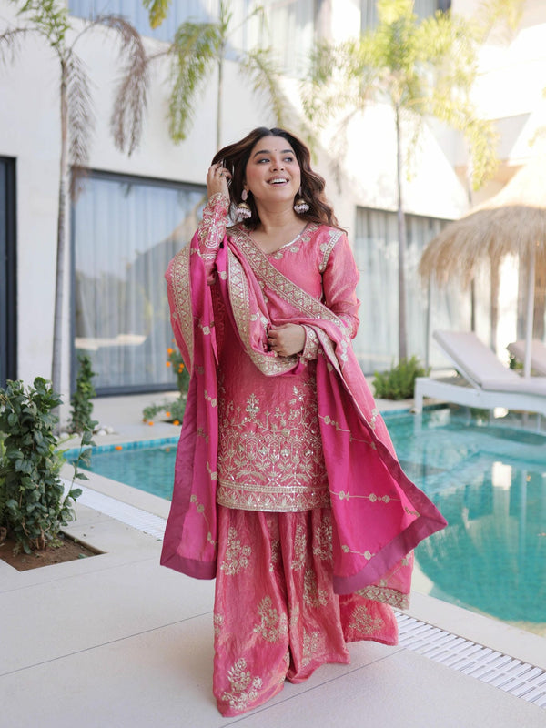 Fendi Crush Zari Sequins Embroidered Palazzo Set with Dupatta