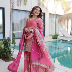 Fendi Crush Zari Sequins Embroidered Palazzo Set with Dupatta