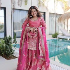 Fendi Crush Zari Sequins Embroidered Palazzo Set with Dupatta