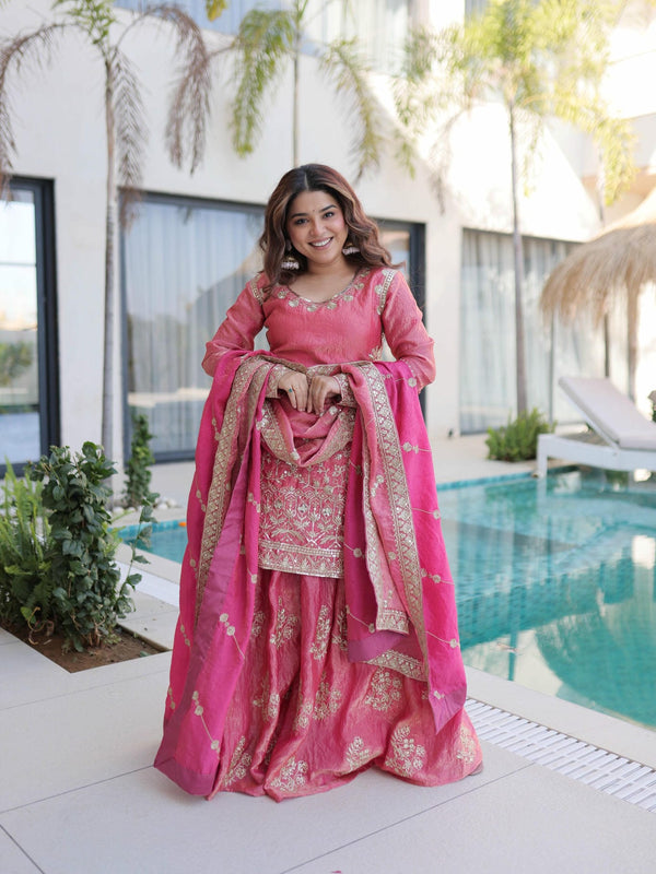 Fendi Crush Zari Sequins Embroidered Palazzo Set with Dupatta