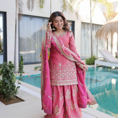 Fendi Crush Zari Sequins Embroidered Palazzo Set with Dupatta