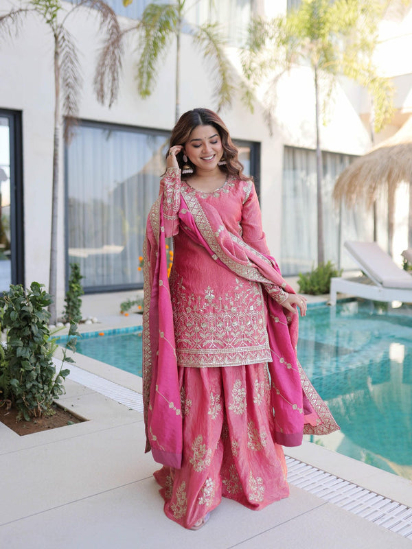 Fendi Crush Zari Sequins Embroidered Palazzo Set with Dupatta