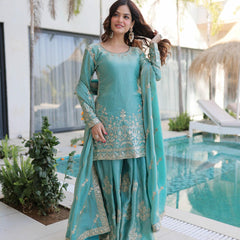 Fendi Crush Zari Sequins Embroidered Palazzo Set with Dupatta