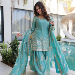 Fendi Crush Zari Sequins Embroidered Palazzo Set with Dupatta