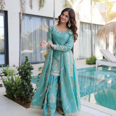 Fendi Crush Zari Sequins Embroidered Palazzo Set with Dupatta