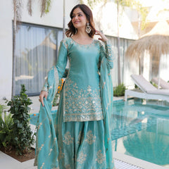 Fendi Crush Zari Sequins Embroidered Palazzo Set with Dupatta